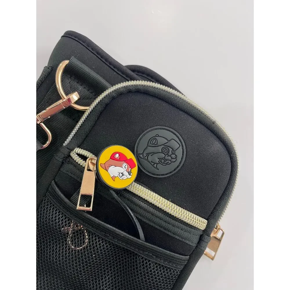 Buc-ee's Black Insulated Crossbody Tumbler Bag With Gold Hardware & Straw Topper